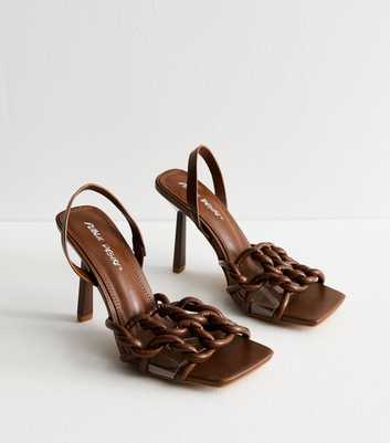 Public Desire Bronze Twist Strap Heel Sandals