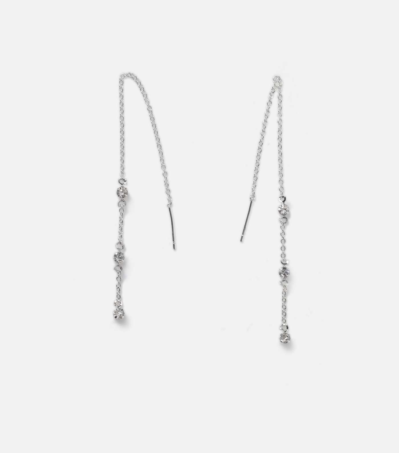 Freedom Silver Diamanté Chain Drop Earrings