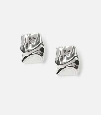 Freedom Silver Molten Stud Earrings