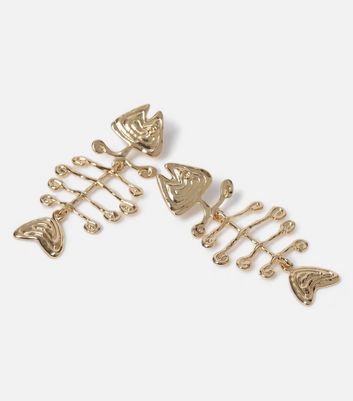 Freedom Gold Fish Skeleton Drop Earrings New Look