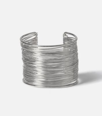 Freedom Silver Wire Cuff Bracelet New Look