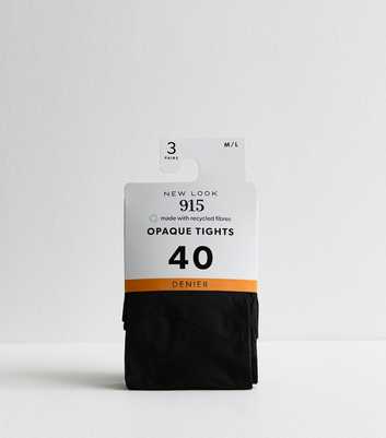 Girls 3 Pack of Black 40 Denier Tights 