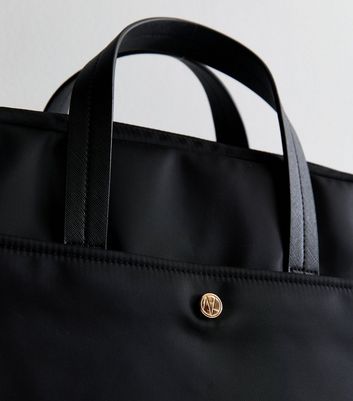 Black Top Handle Laptop Bag New Look