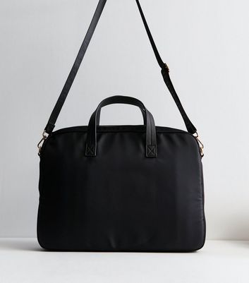 Black Top Handle Laptop Bag New Look