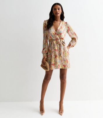 Floral chiffon mini dress best sale