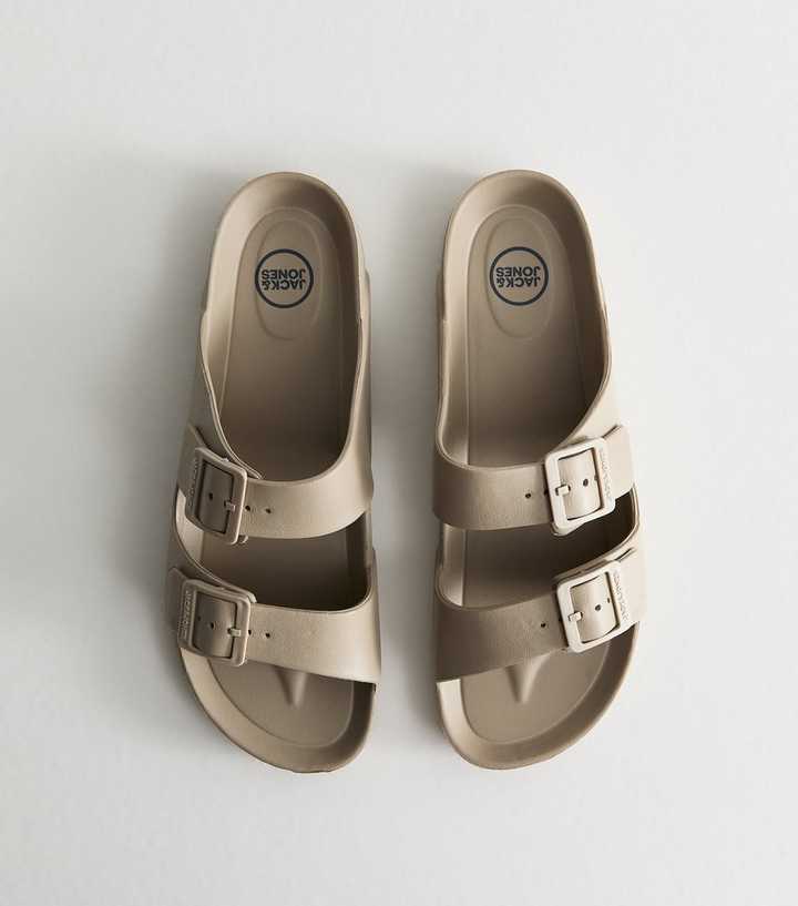Jack & Jones Light Brown Faux Leather Buckled Strap Sandals