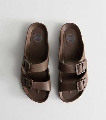 Jack & Jones Dark Brown Faux Leather Buckled Strap Sandals