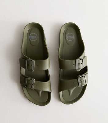 Jack & Jones Green Moulded Double-Strap Sandals 