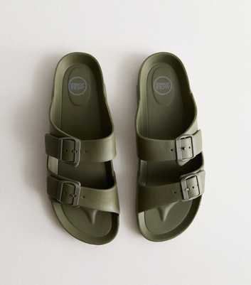 Jack & Jones Green Moulded Double-Strap Sandals