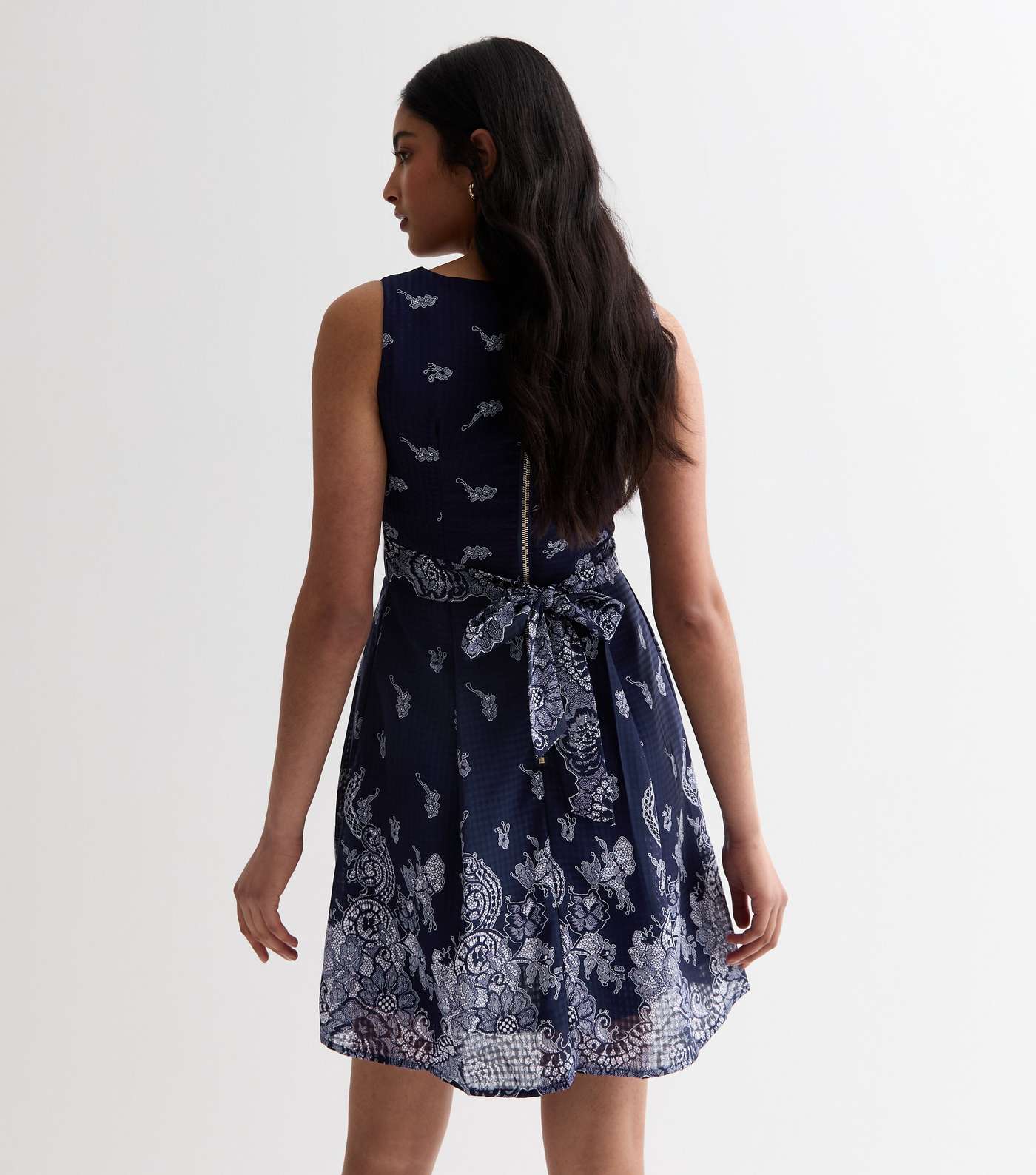 Gini London Blue Abstract Print Wrap Mini Dress Image 4
