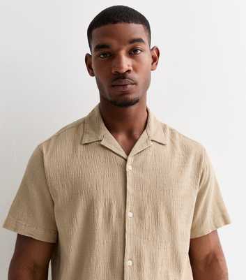 Jack & Jones Camel Brown Crinkle Short Sleeve Shirt