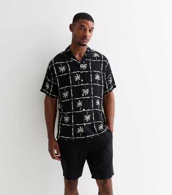 Jack & Jones Black Palm Tree Print Short-Sleeved Shirt