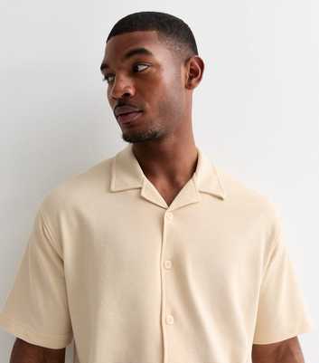 Jack & Jones Cream Ribbed Short Sleeve Shirt