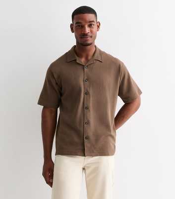 Jack & Jones Brown Ribbed Short Sleeve Shirt