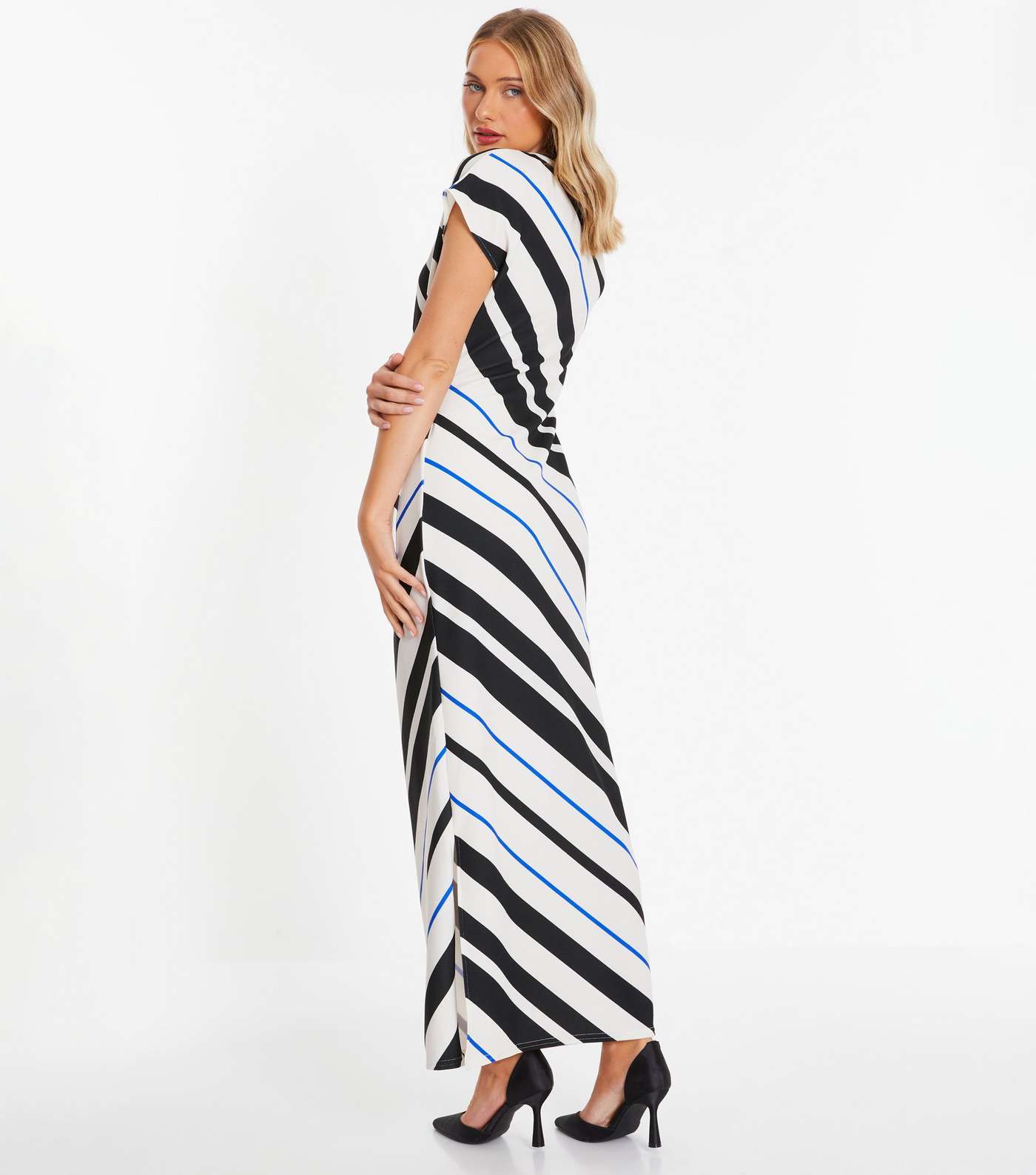 QUIZ White Stripe Maxi Dress Image 3