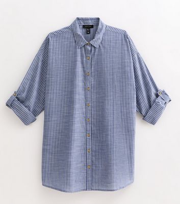 Blue Stripe Cotton Beach Shirt New Look