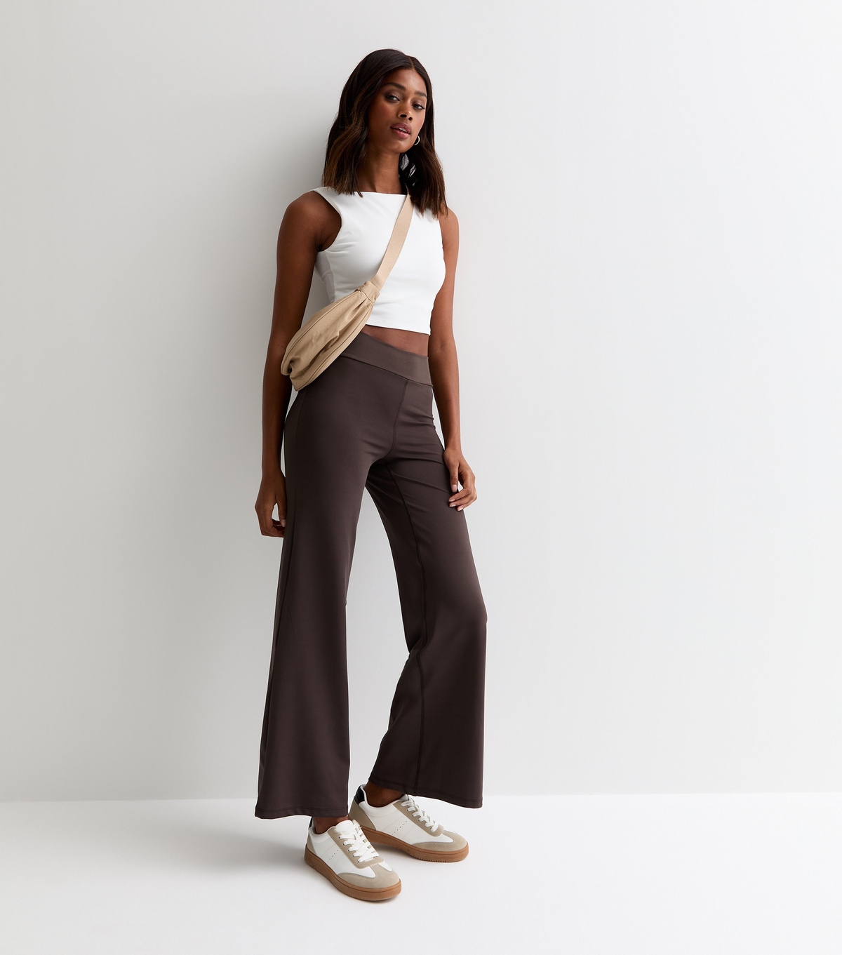 Women's Tall Dark Brown Wide Leg Leggings New Look