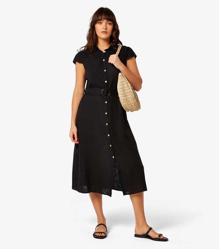 Apricot Black Button Front Midi Dress Apricot Black Button Front Midi Dress