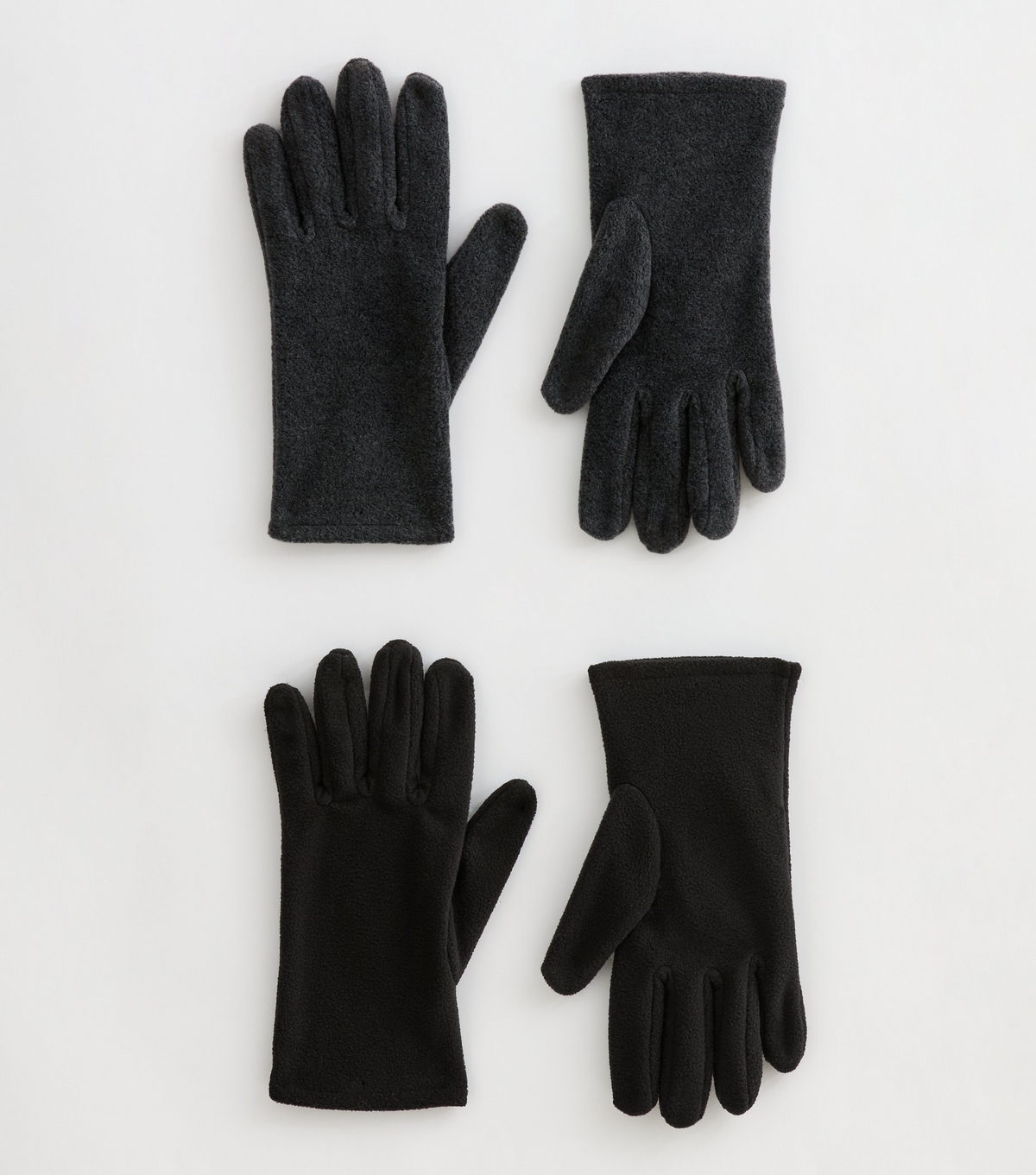 Pack Of 2 Black And Grey Fleece Gloves New Look