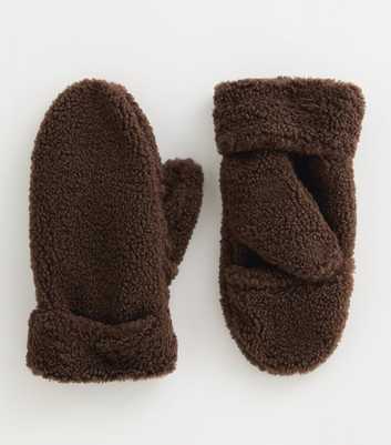 Dark Brown Borg Mittens