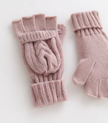 Flip knitted 2024 warm gloves, pink