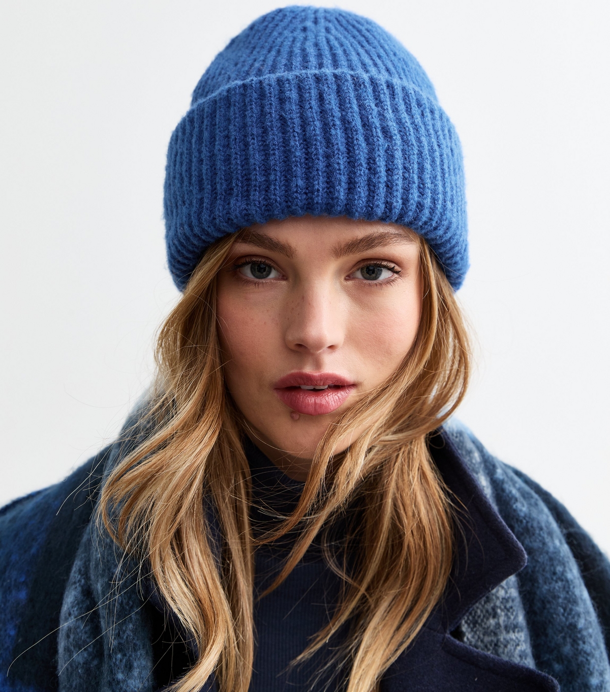 Bright Blue Rib Chunky Knit Beanie Hat New Look