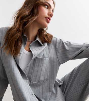 Grey Pinstripe Oversized Shirt 