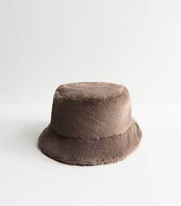 Light Brown Faux Fur Bucket Hat