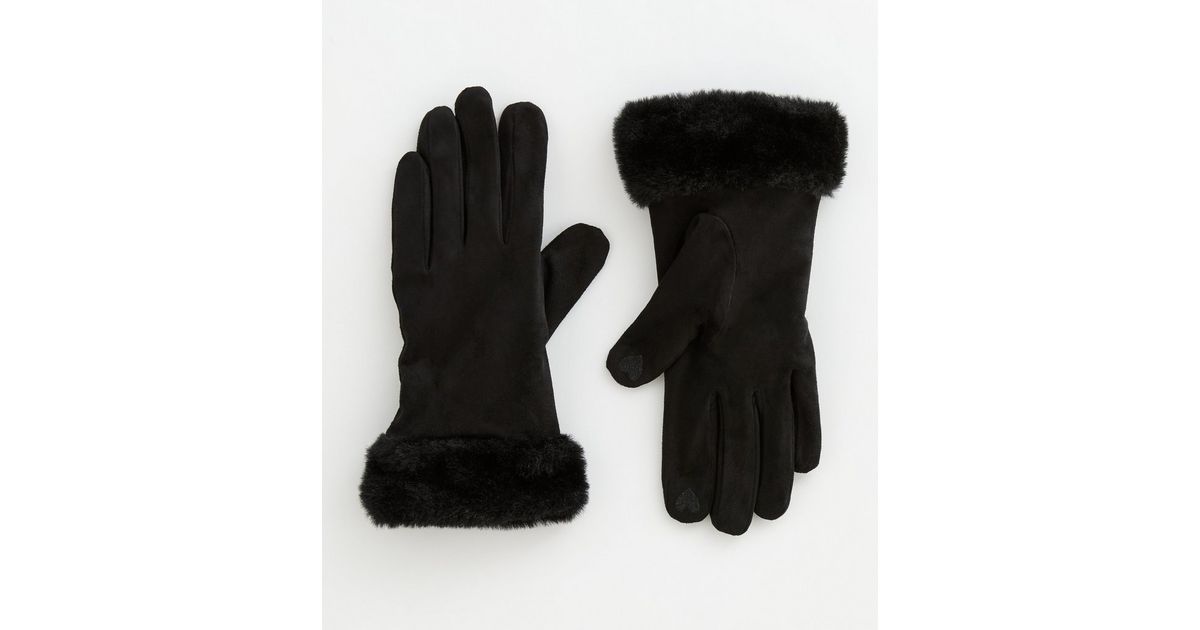 She's No.5 Black Quilted Faux Leather Beige Bow Detail Gloves main image 1