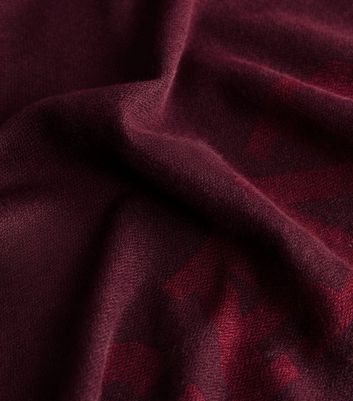 Burgundy Cannes Logo Scarf New Look