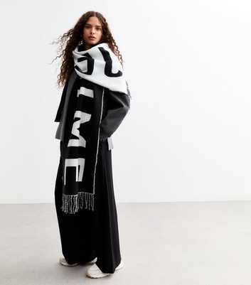 Black Je T'aime Print Scarf