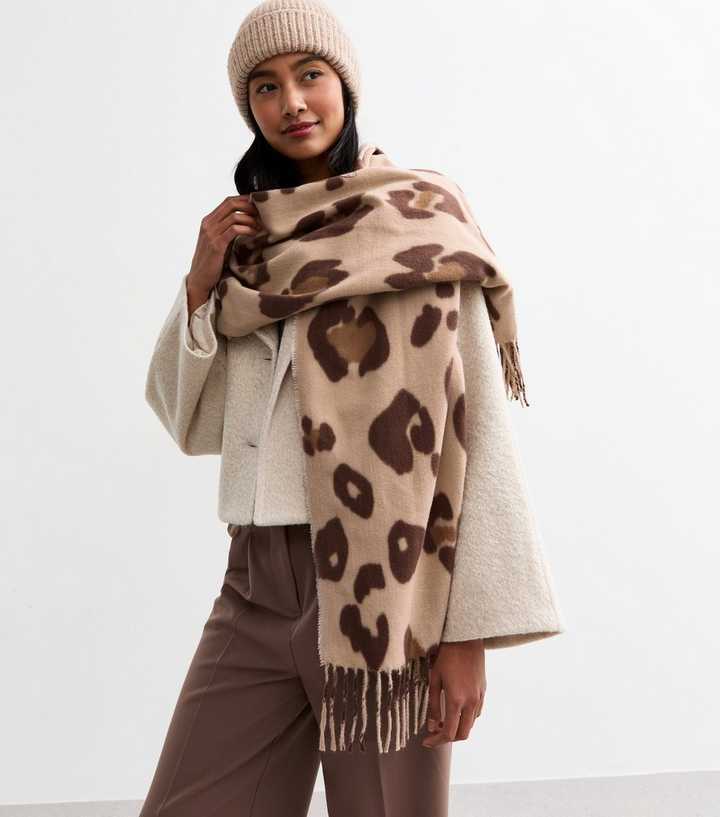 Brown Leopard Print Scarf New Look