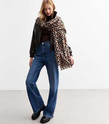 Brown Leopard Print Scarf