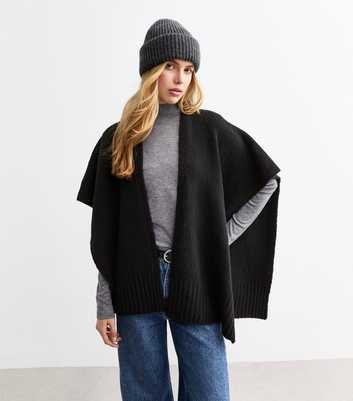 Black Knitted Poncho 