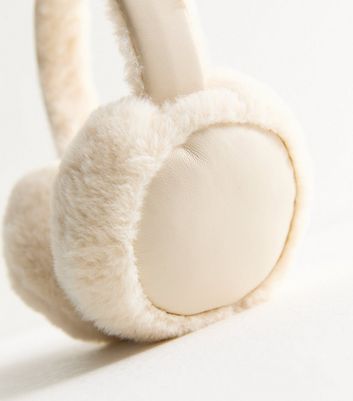 Cream Faux Fur Earmuffs New Look