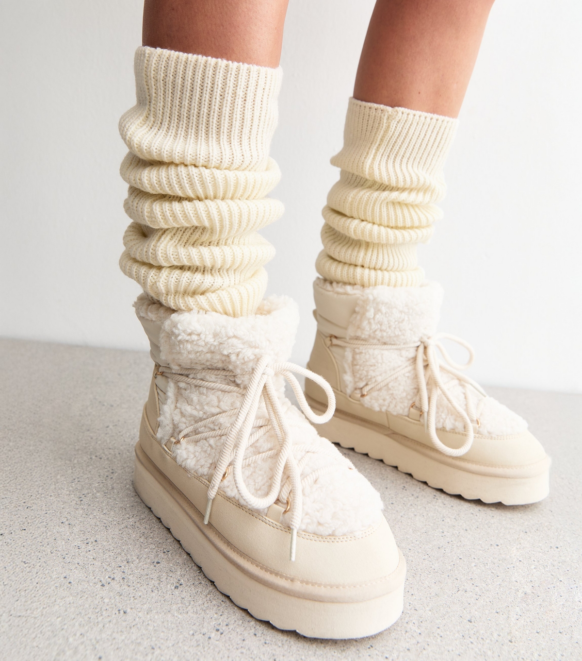 Cream Chunky Rib Knit Leg Warmers New Look