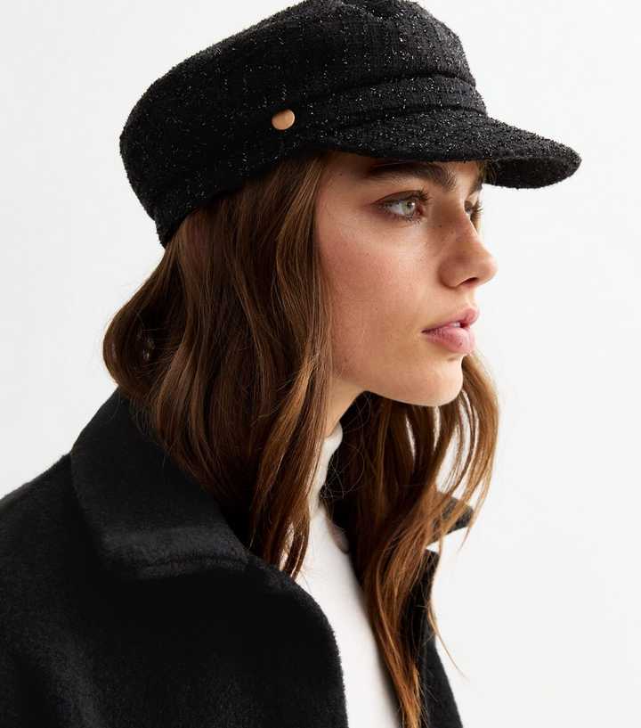 Black Sequin Baker Boy Cap - Women Accessories 22.4” Womens Sparkling Sequin Baker Boy Hat Cap | eBay Australia main image 4