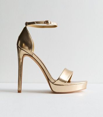 Truffle Gold Platform Stiletto Heel Sandals New Look