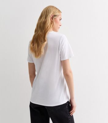 White Cotton Gold Foil Paris Logo T-Shirt New Look