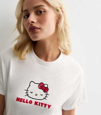 White Hello Kitty Logo Oversized Cotton T-Shirt