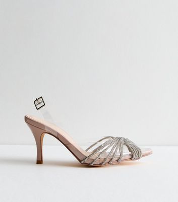 Truffle Pale Pink Diamante Stiletto Heel Court Shoes New Look