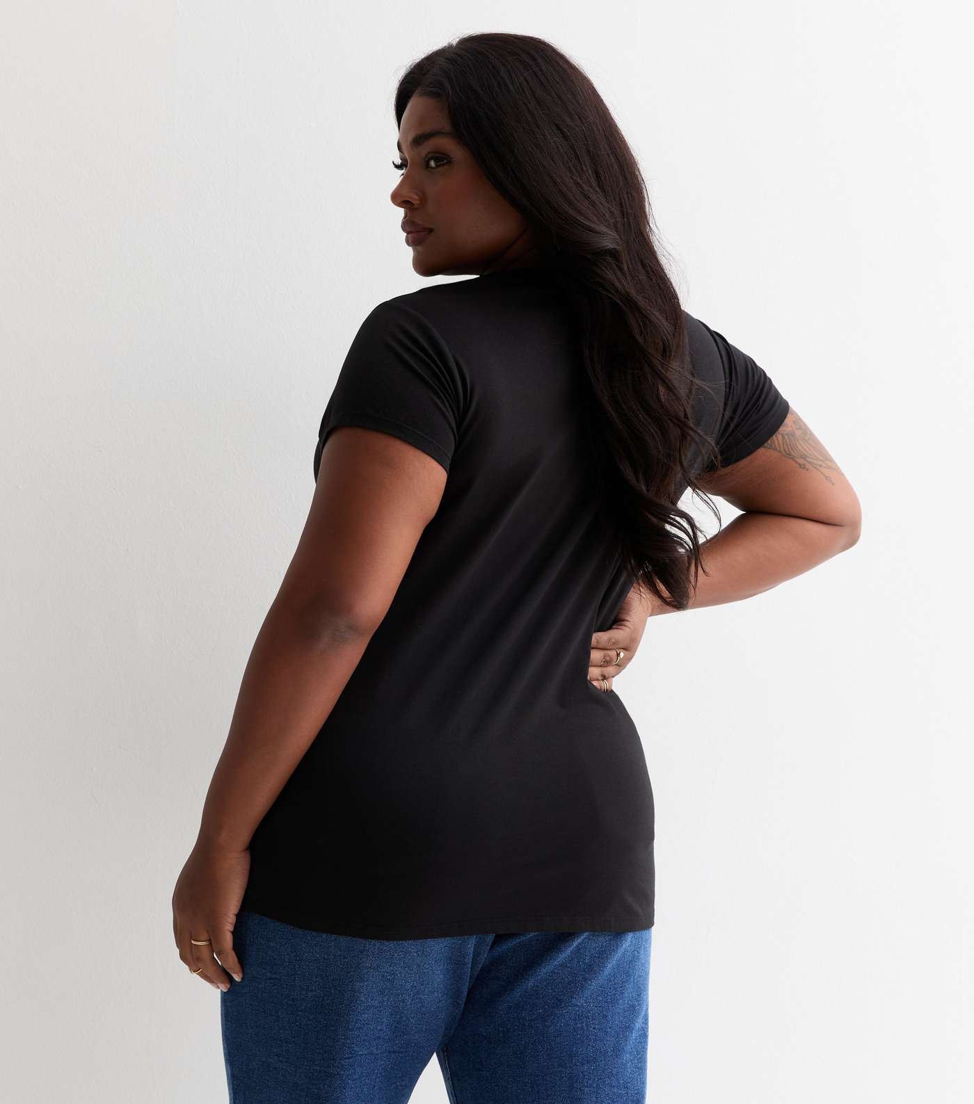 Curves Black Jolie Bow Print Cotton T-Shirt Image 4