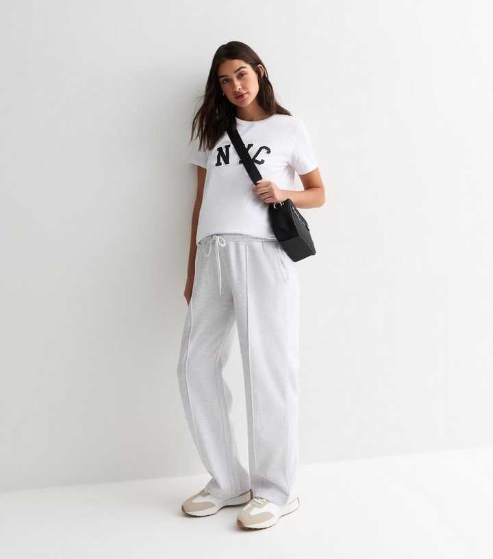 Maternity Grey Marl Pintuck Wide Leg Joggers