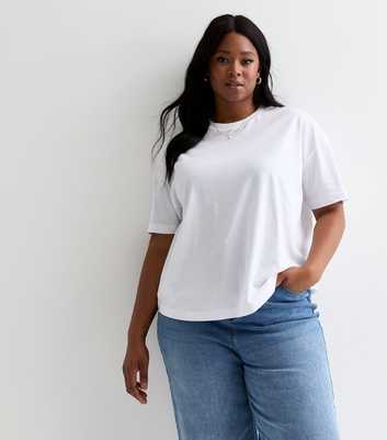 Curves White Boxy Short Sleeve T-Shirt