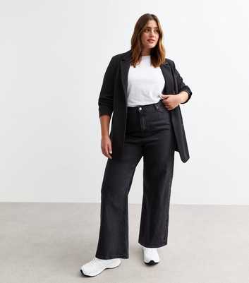 Curves Black High Waist Adalae Wide Leg Jeans