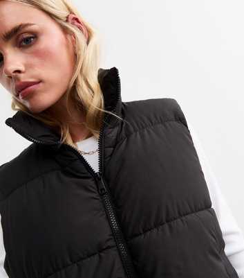 Petite Black Puffer Crop Gilet