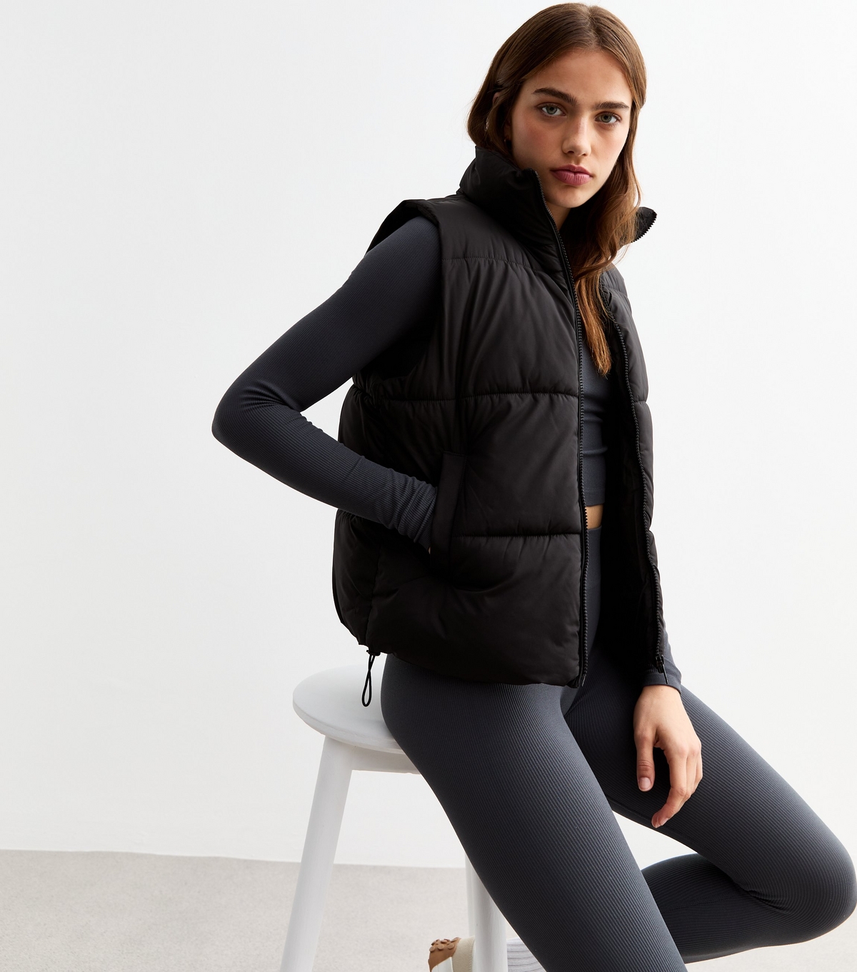 Women's Black Crop Puffer Gilet New Look