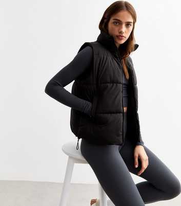 Black Crop Puffer Gilet