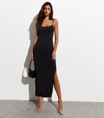 Black Low Back Strappy Maxi Dress New Look