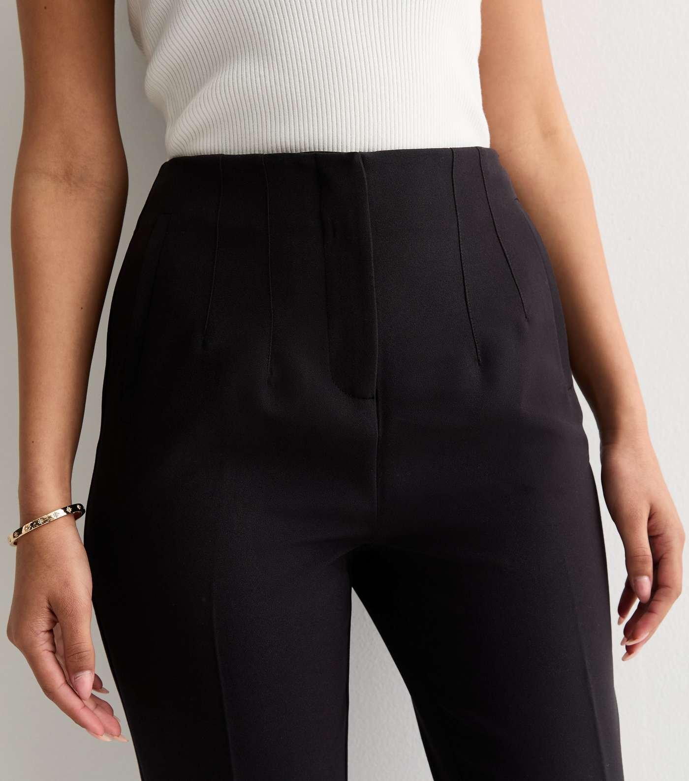 Black Stretch Tailored Tapered Trousers  Image 2